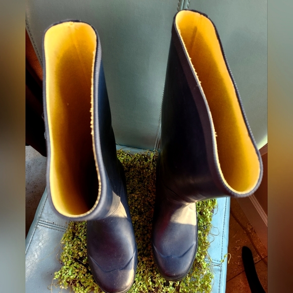 WELLIES LL BEAN Kate Mos Festival Rubber Waterproof Bĺue Mud Rain Party Boots 10 - Picture 4 of 16